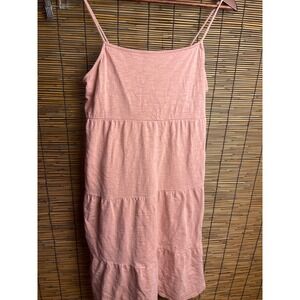 Heiny Collection Womens Pink Tiered Mini Dress Spaghetti Strap Slub Knit Medium